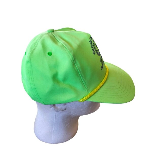 Retro 90s Neon Green Trucker Rope Hat Cap Snapback Sunshine RV Park Michigan Sum - Picture 4 of 10